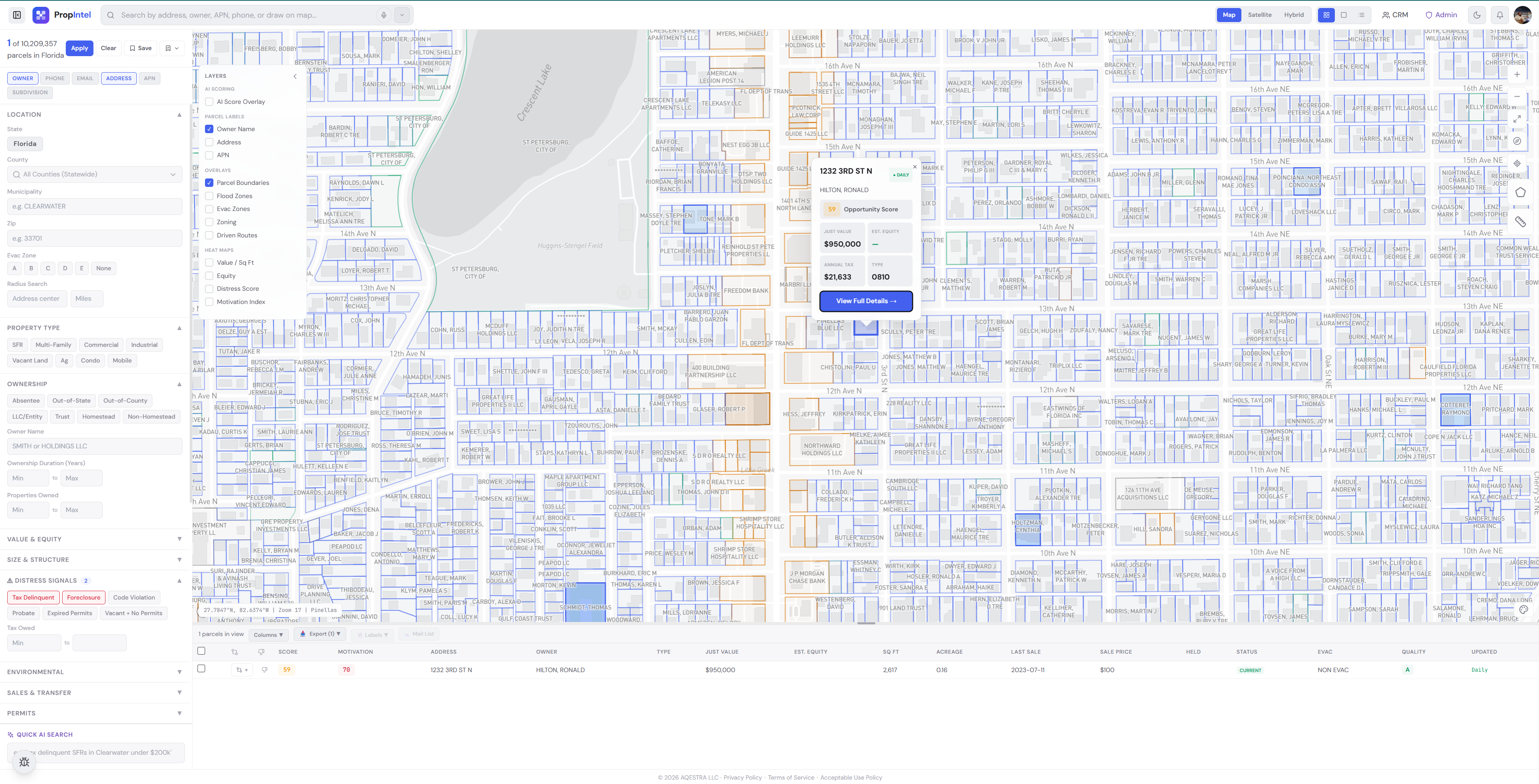 PropIntel Map & Filters