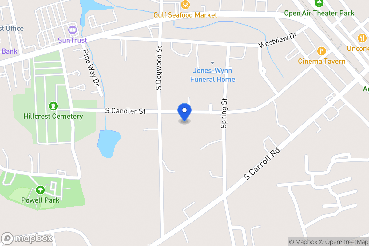 Map of 314 S Candler St