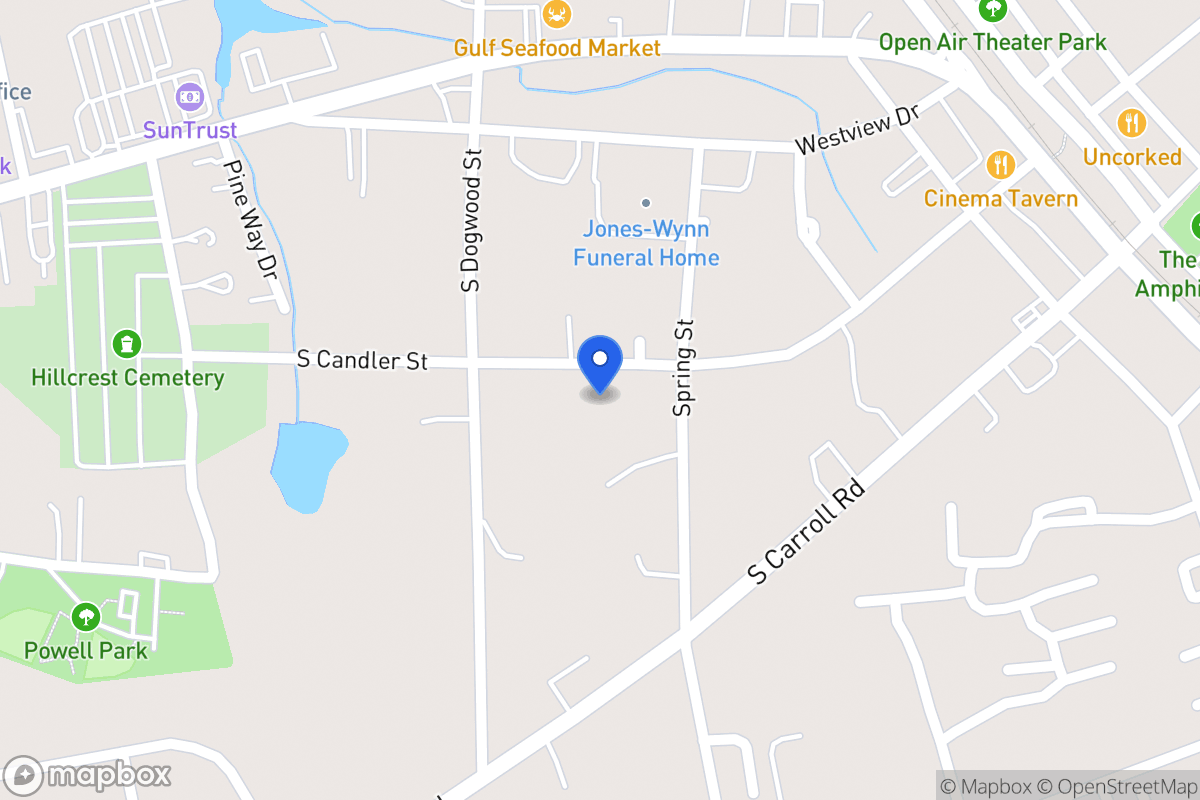 Map of 308 S Candler St