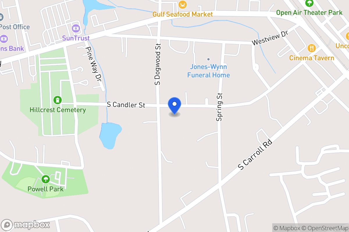 Map of 318 S Candler St
