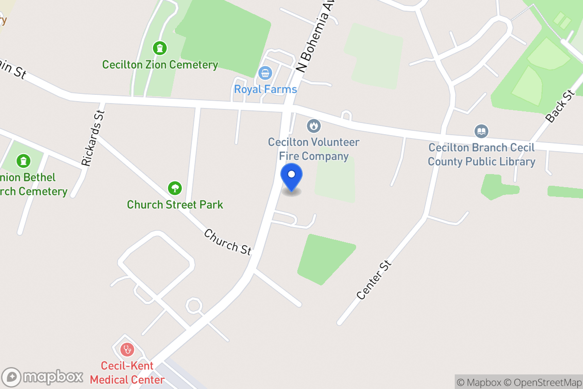 Map of 136 S Bohemia Ave, Earleville
