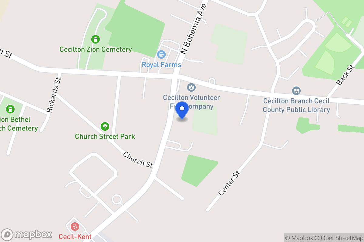 Map of 132 S Bohemia Ave, Earleville