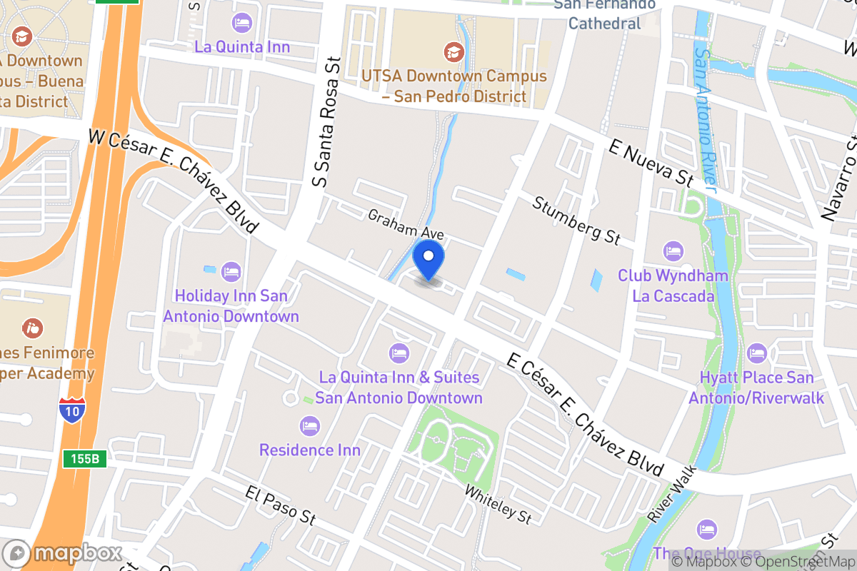 Map of 411 S Flores St