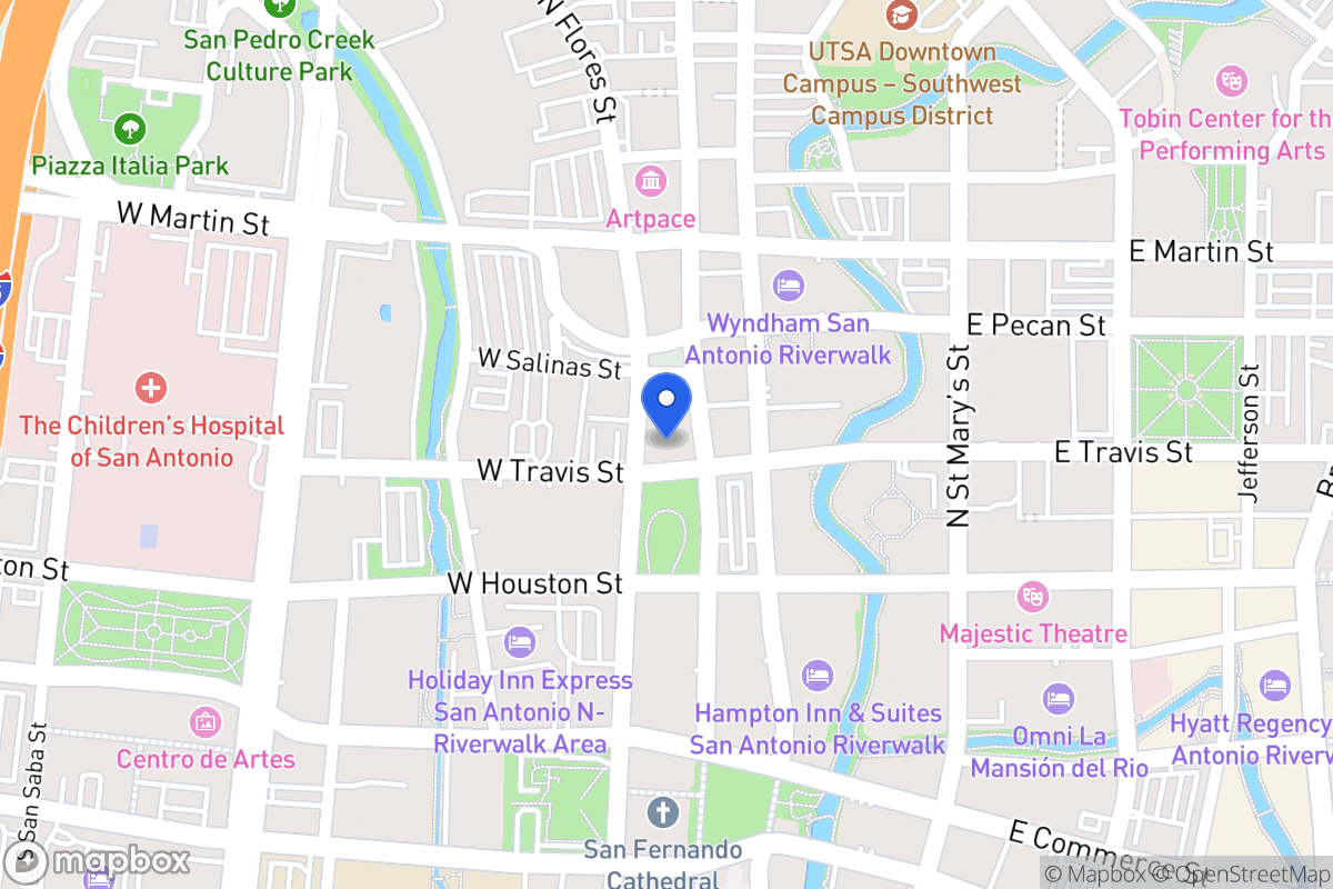 Map of 115 W Travis St