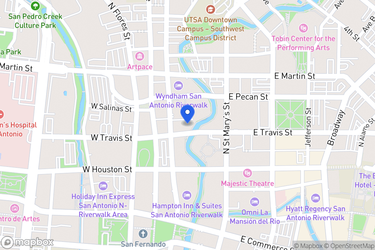 Map of 123 E Travis St