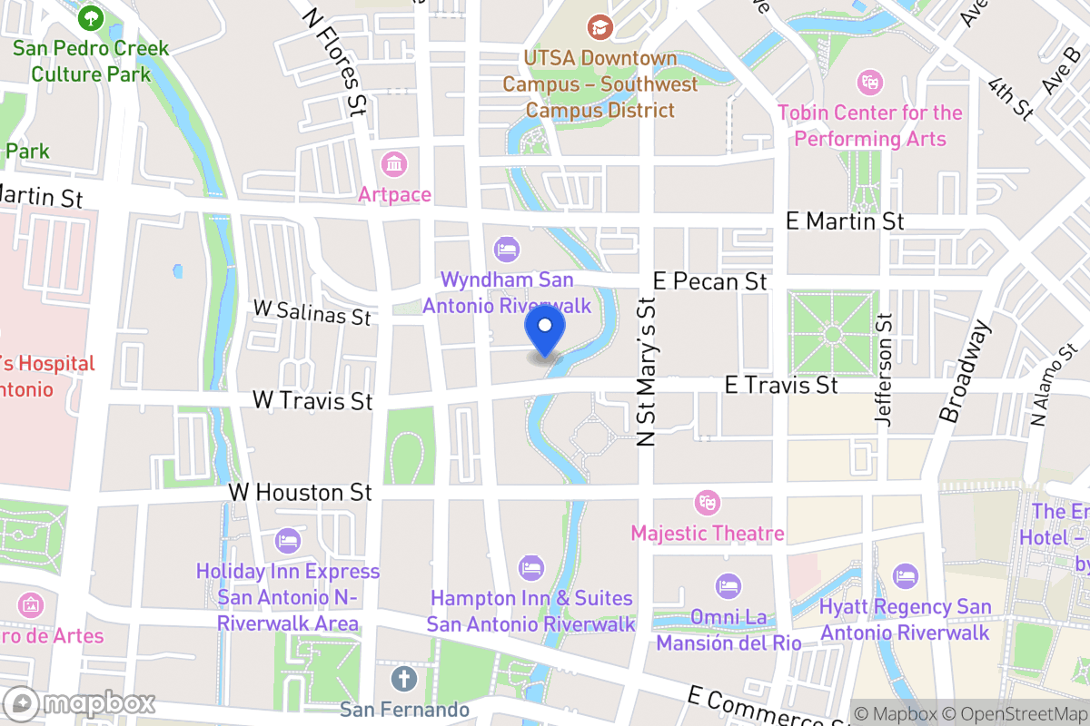 Map of 127 E Travis St