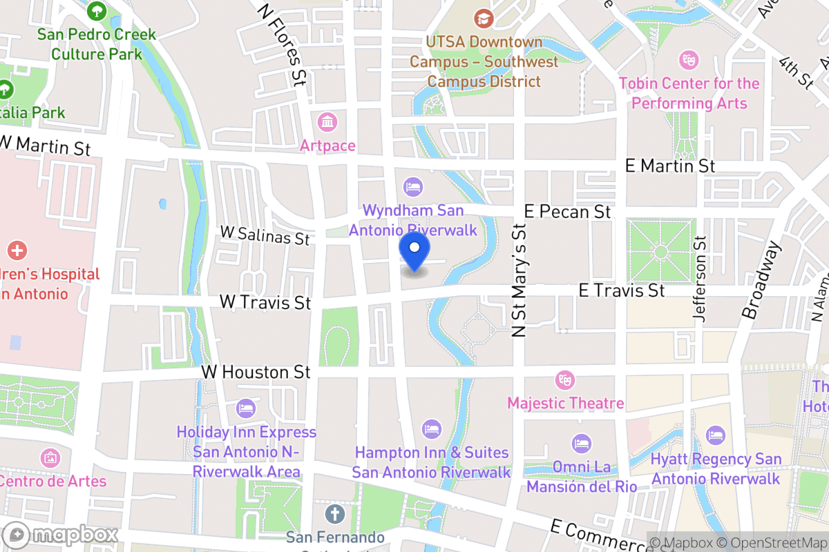 Map of 115 E Travis St