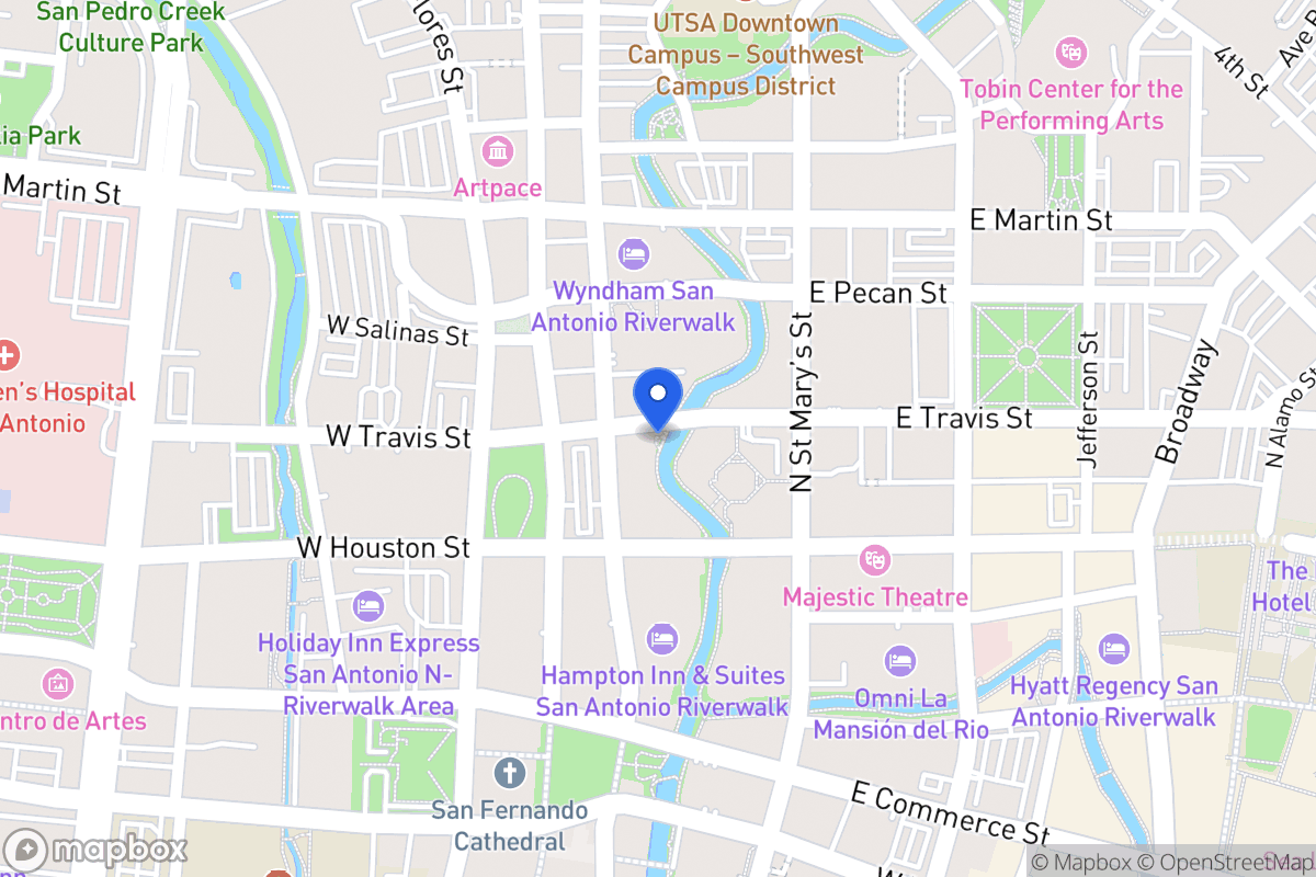 Map of 102 E Travis St