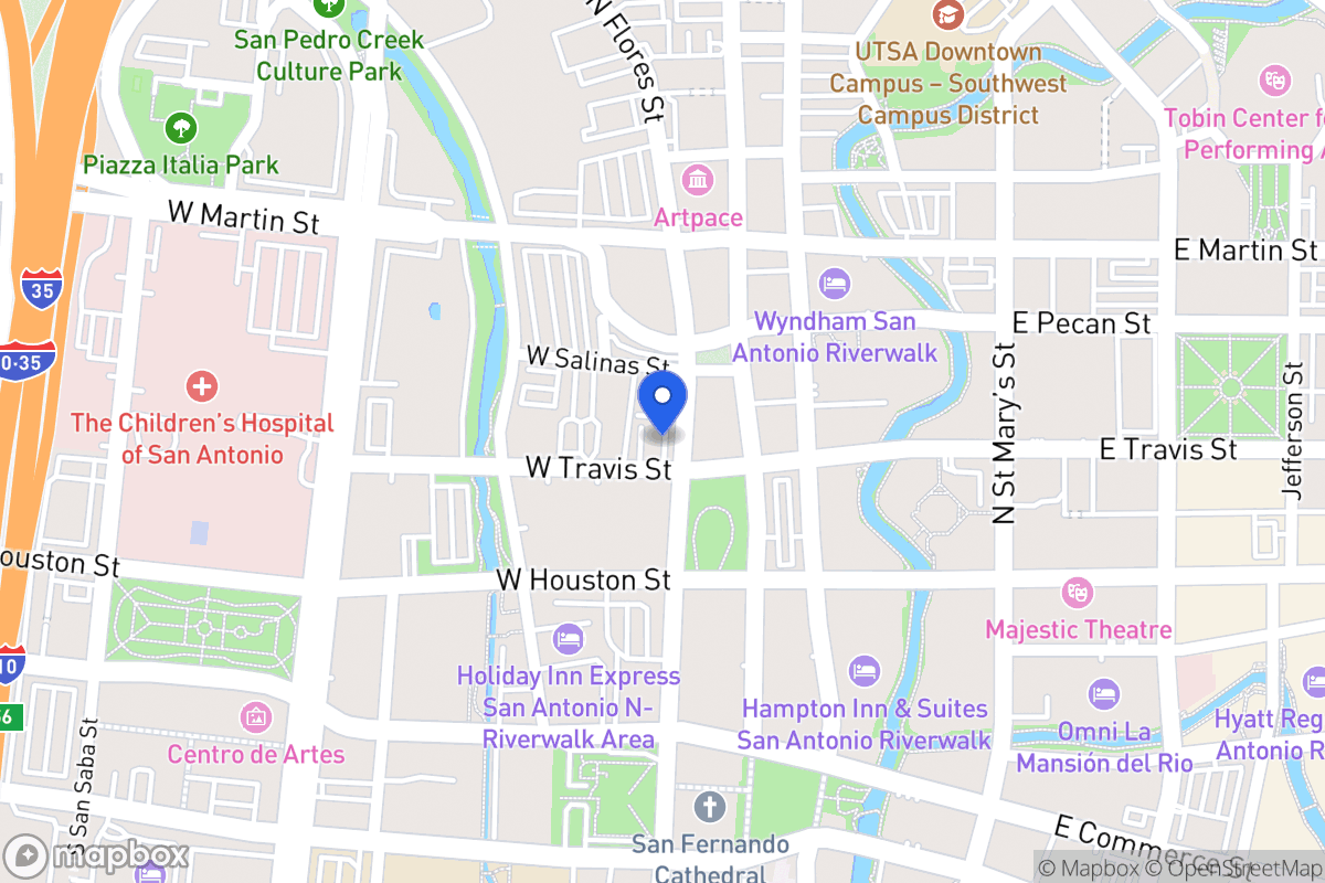 Map of 201 W Travis St