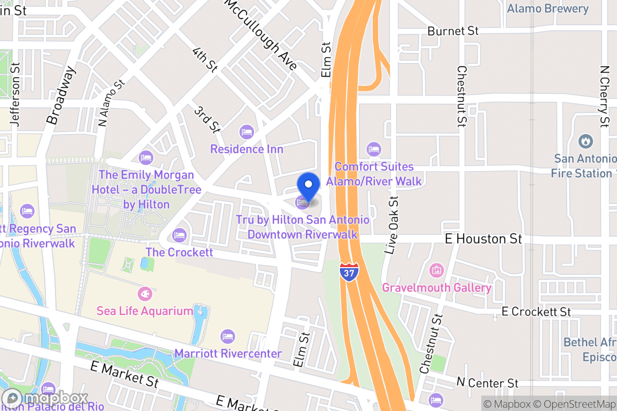 Map of 901 E Houston St