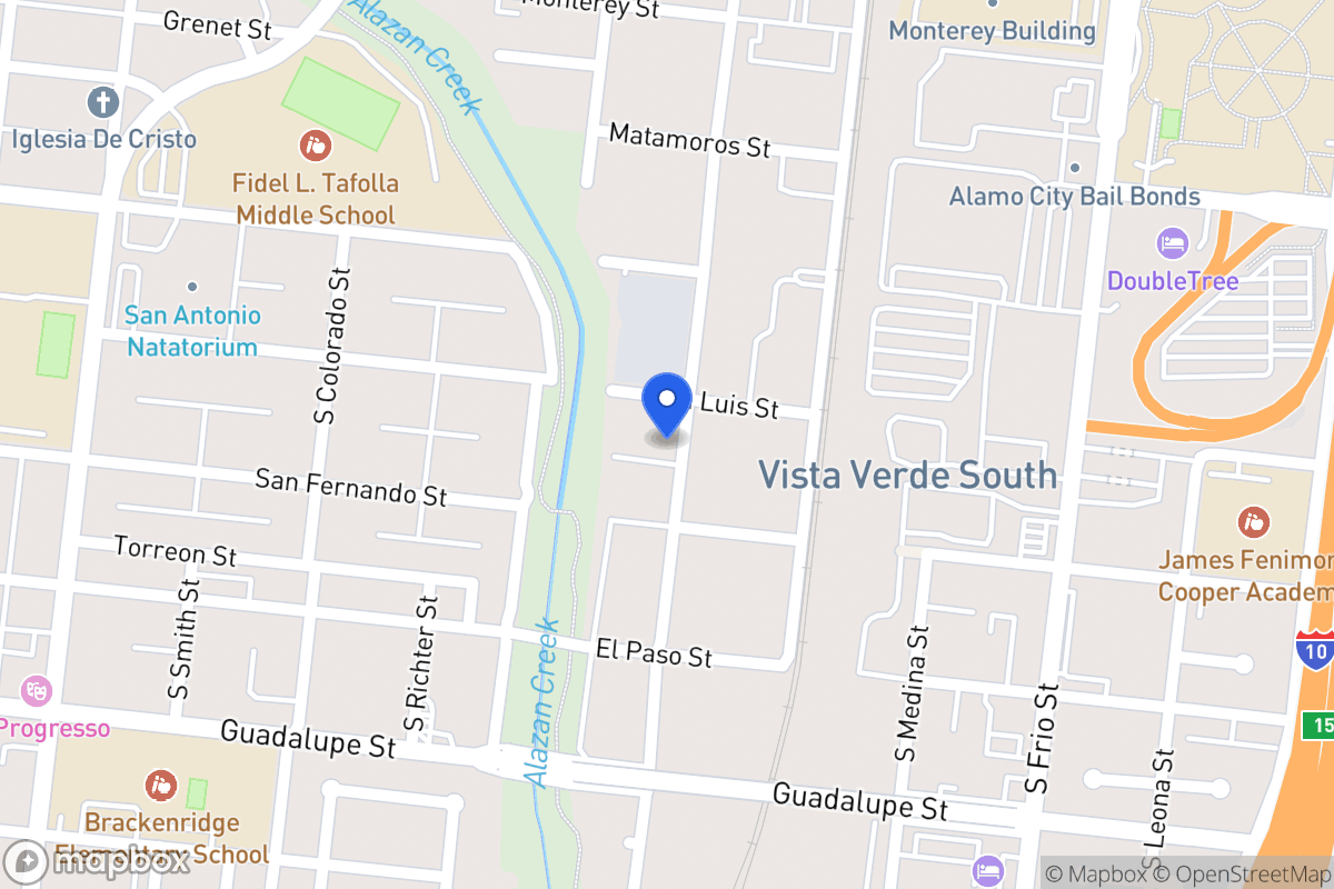 Map of 607 S Comal