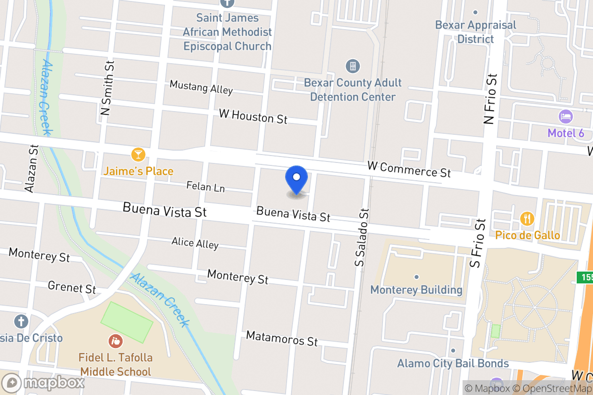 Map of 115 S Comal