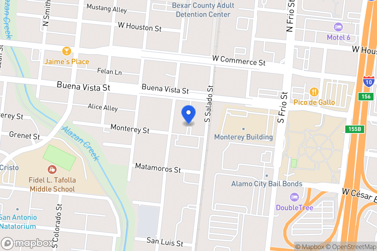 Map of 222 S Comal