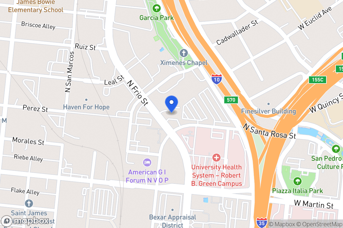 Map of 600 N Frio St