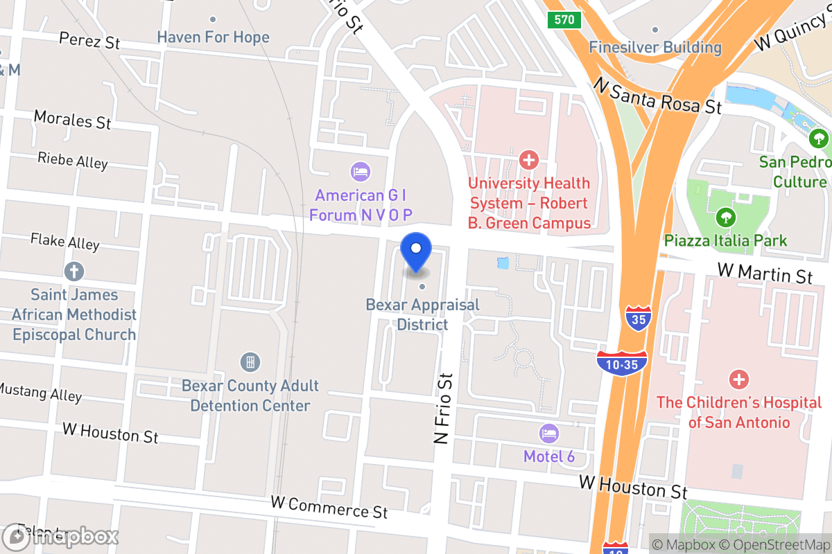 Map of 411 N Frio St
