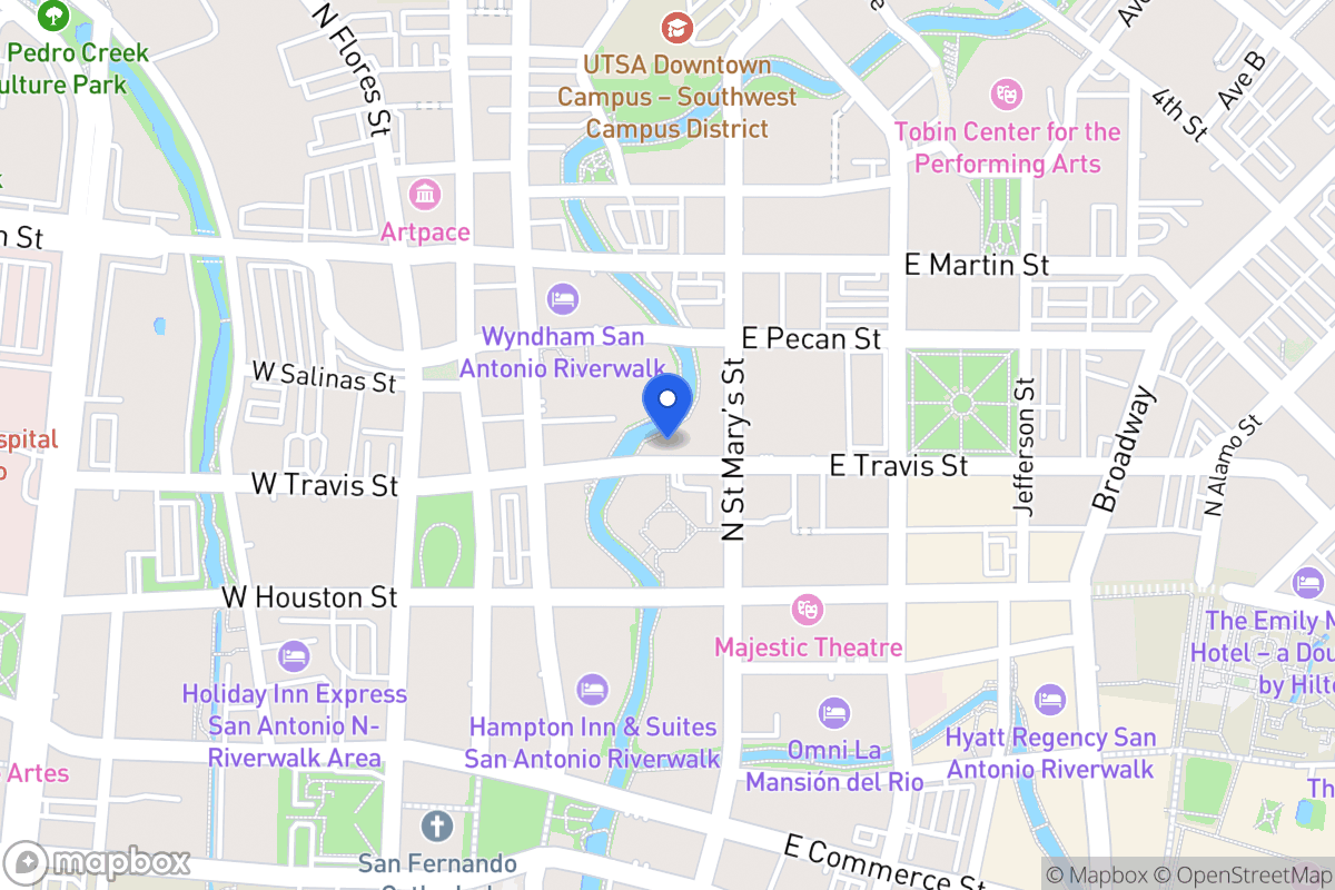 Map of 151 E Travis St