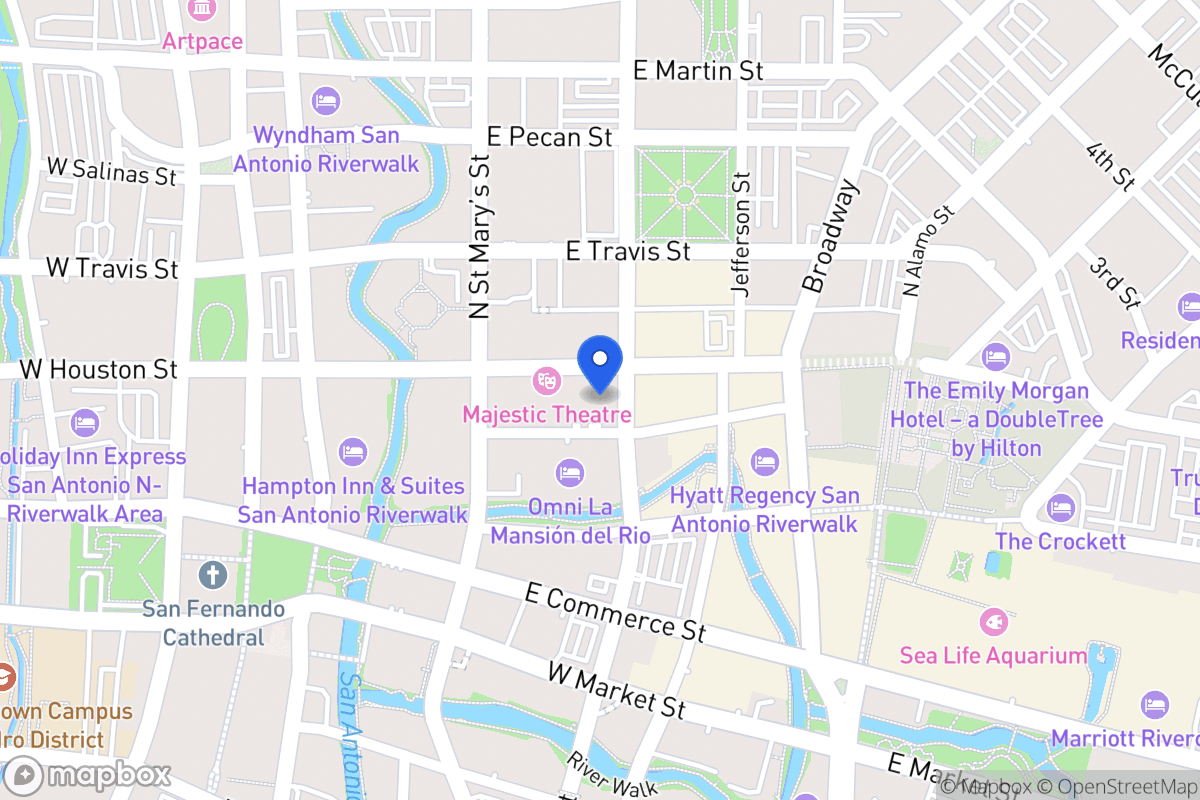 Map of 250 E Houston St