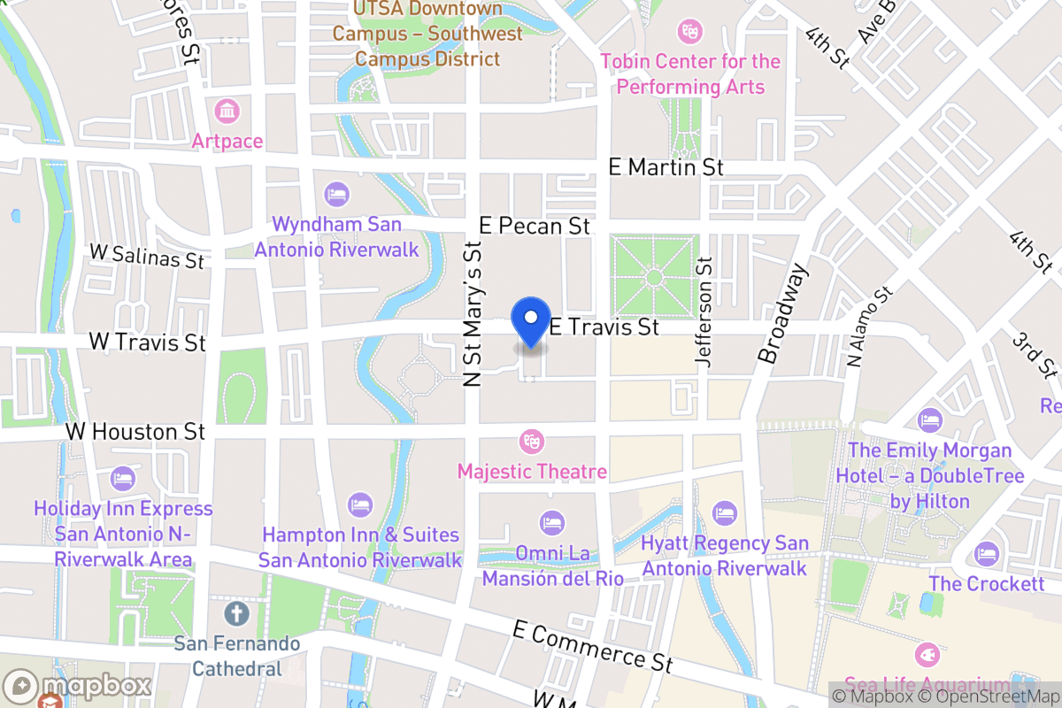 Map of 214 E Travis St