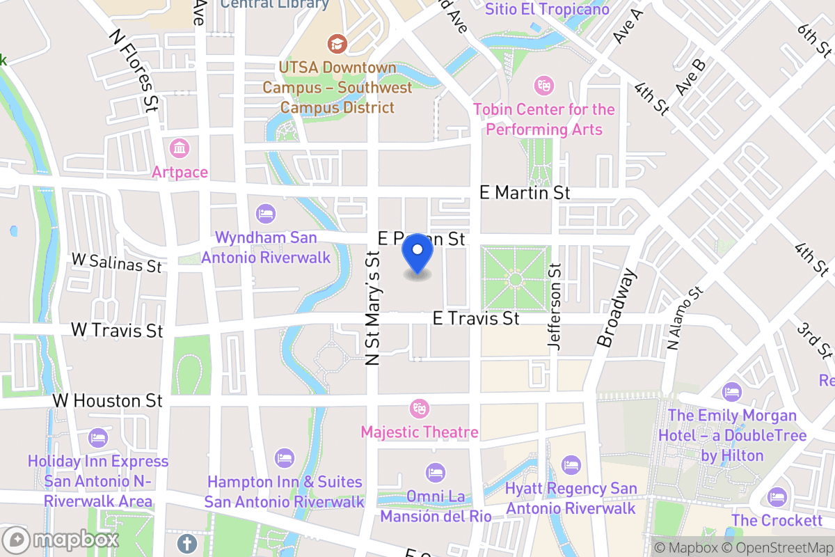 Map of 213 E Travis St