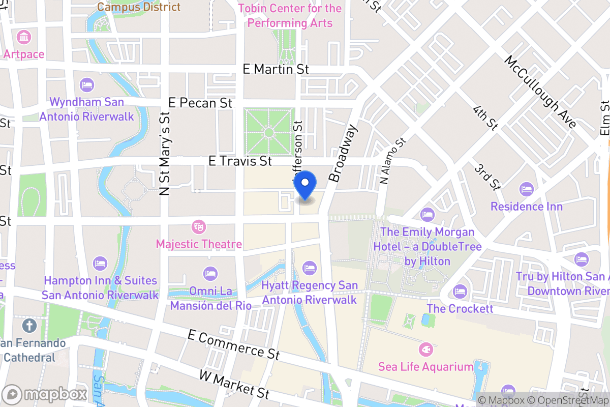 Map of 401 E Houston St