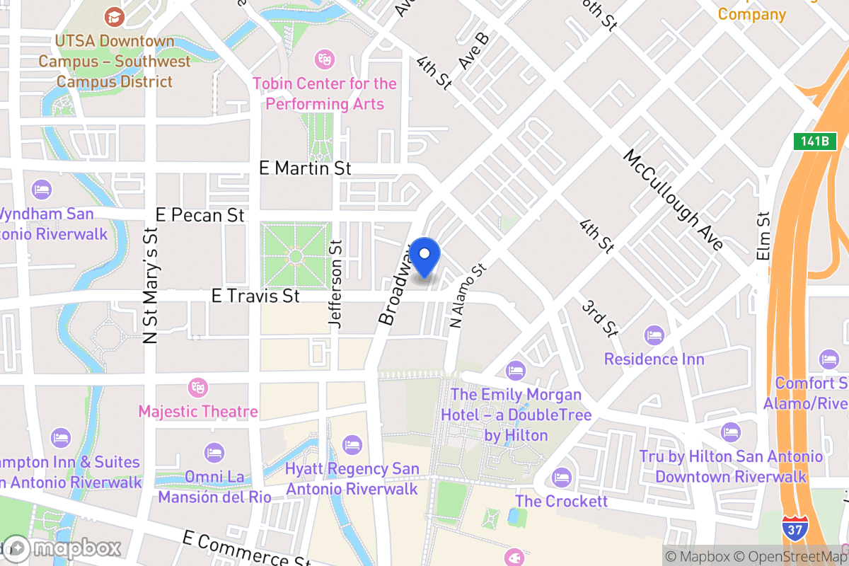 Map of 505 E Travis St