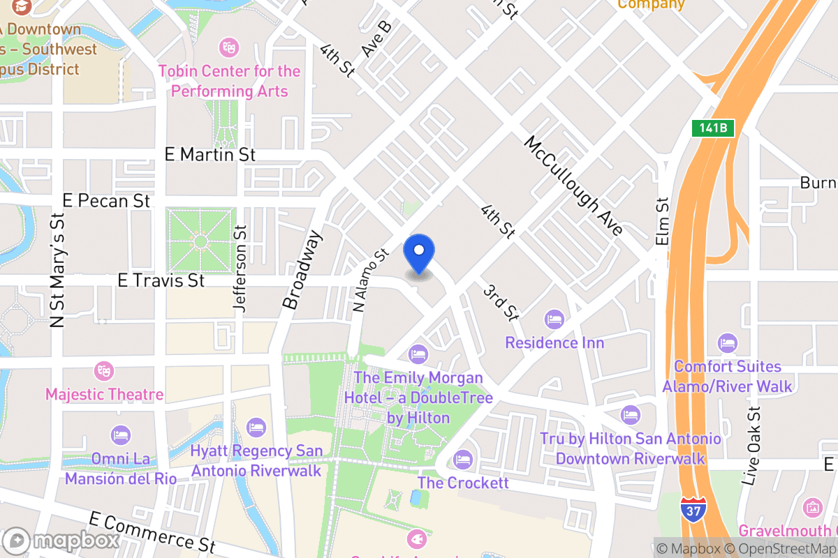 Map of 608 E Travis St