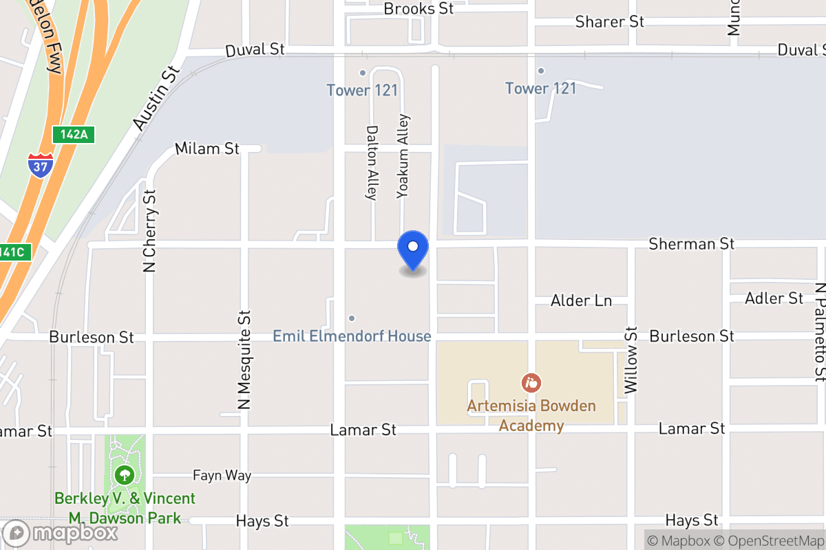 Map of 1121 N Olive St