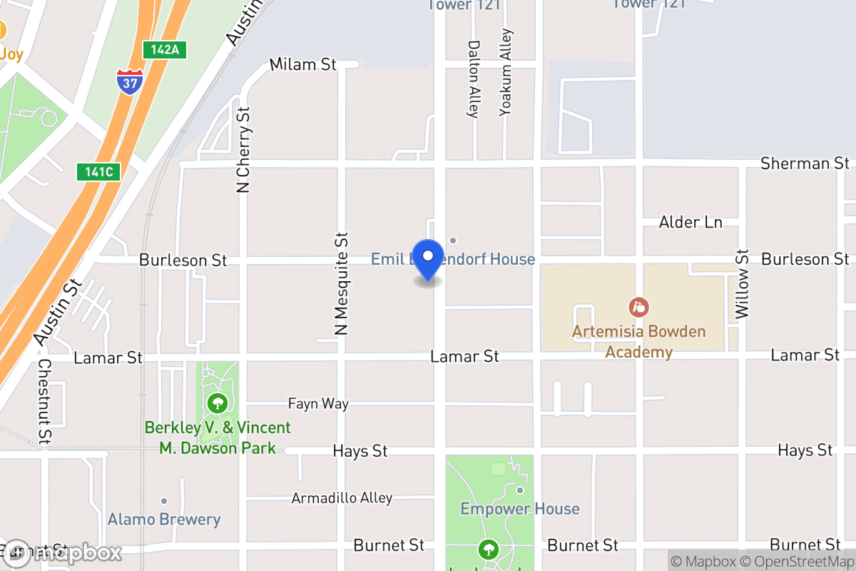 Map of 1025 N Hackberry St