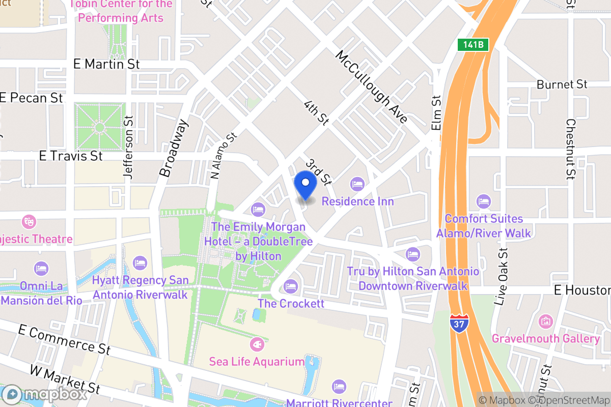 Map of 735 E Travis St