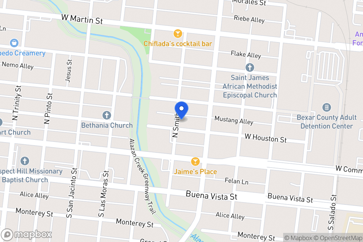 Map of 1523 W Houston St
