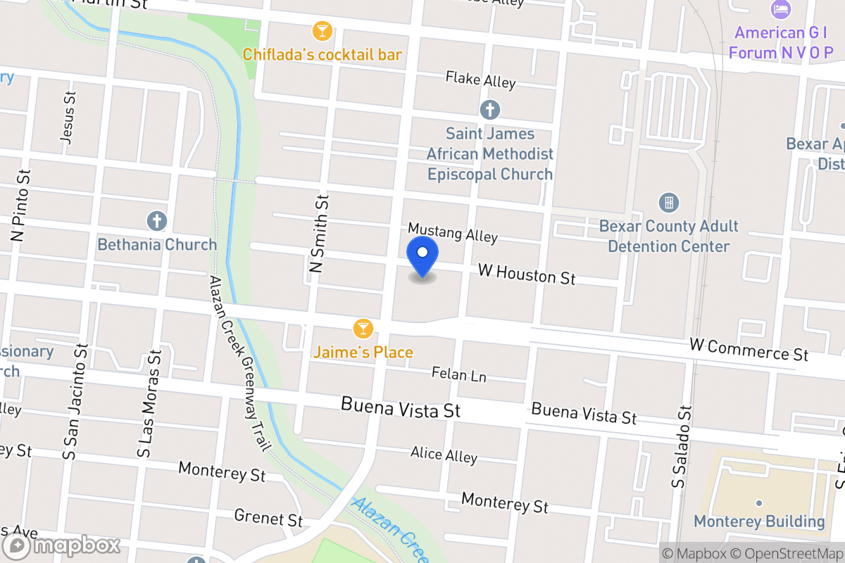 Map of 1414 W Houston St