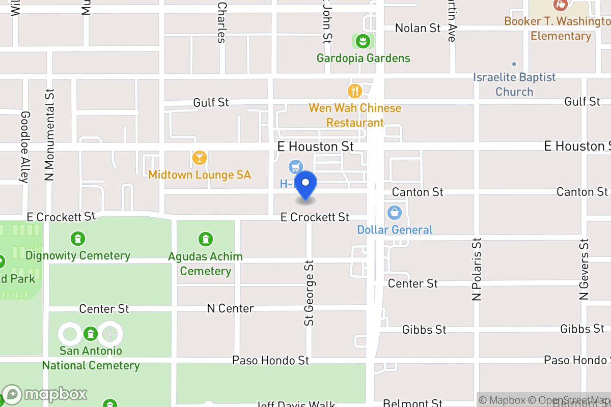 Map of 1517 E Crockett St