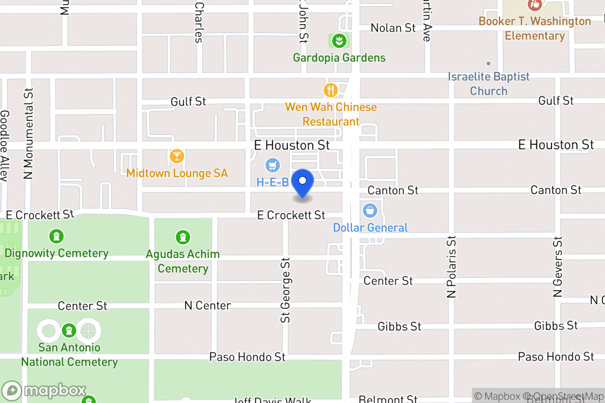 Map of 1531 E Crockett St