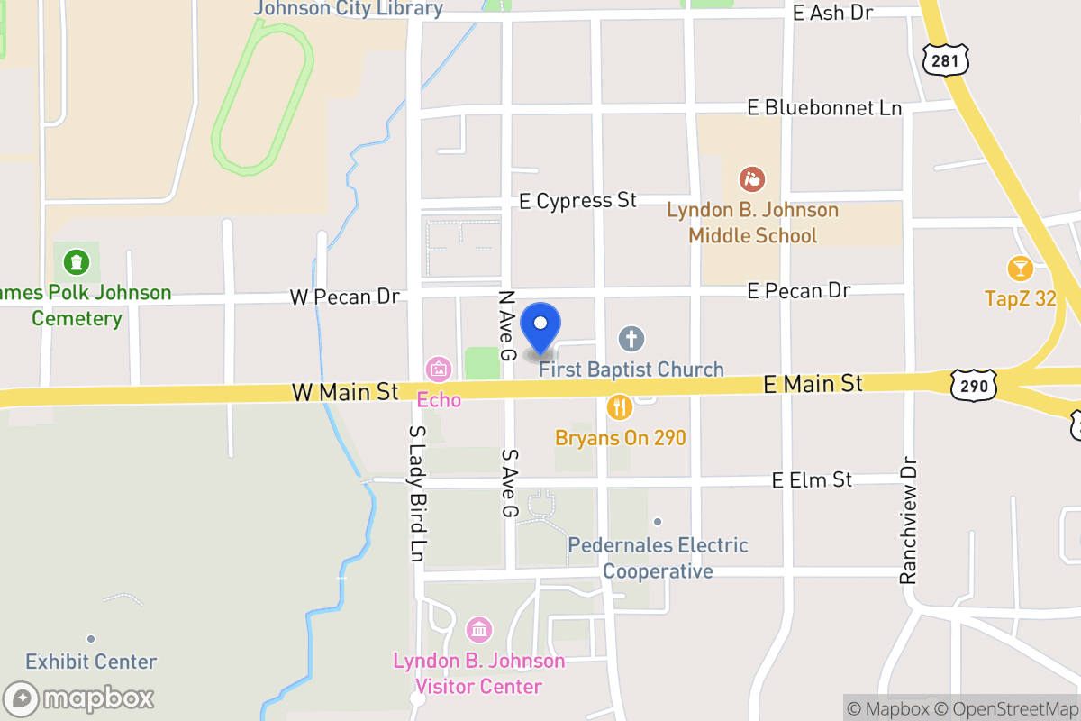 Map of 205 E Main St, Johnson City, Tx 78636, Johnson City