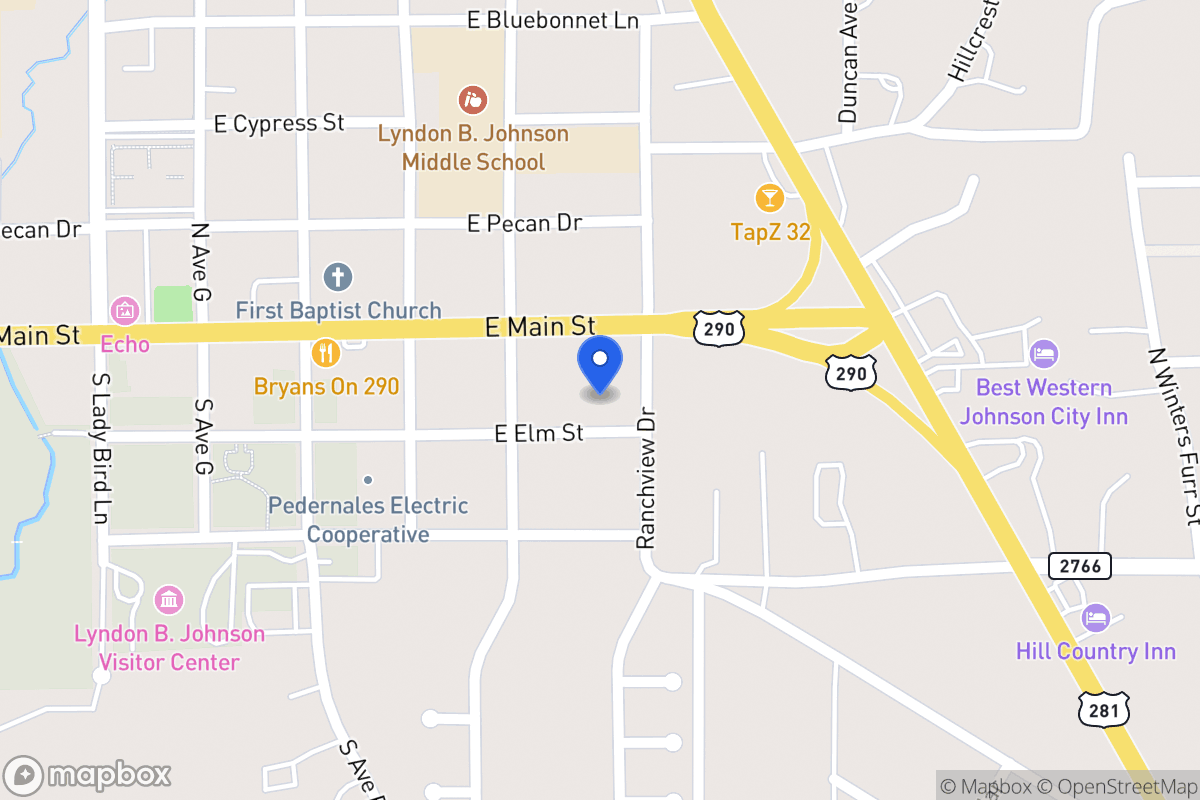 Map of 505 E Elm St, Johnson City, Tx 78636, Johnson City