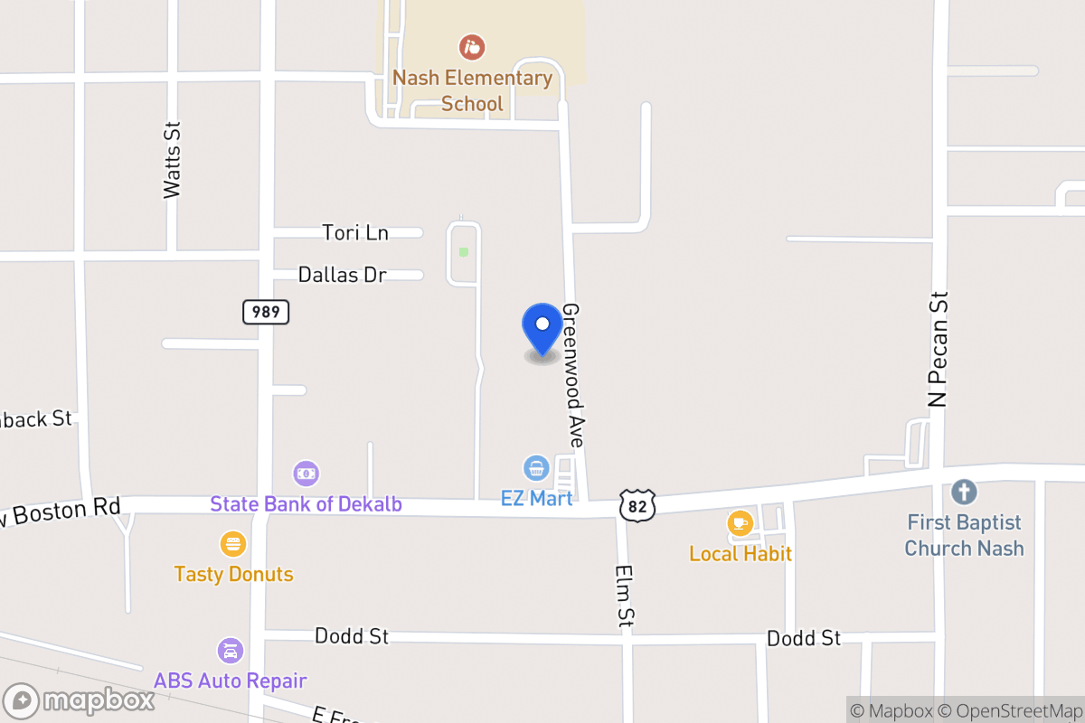 Map of 335 Greenwood Ave, Nash, Tx, Nash