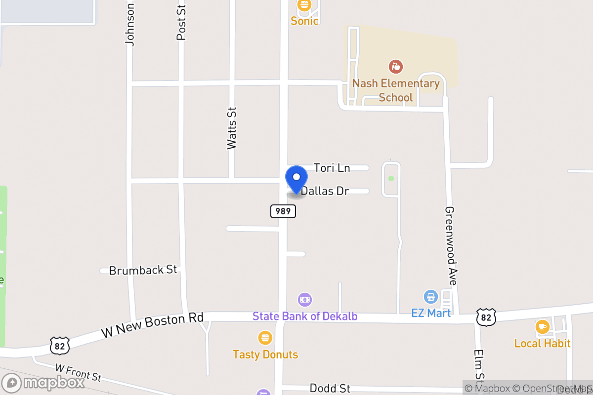 Map of 1 Dallas Ave, Nash, Tx, Nash