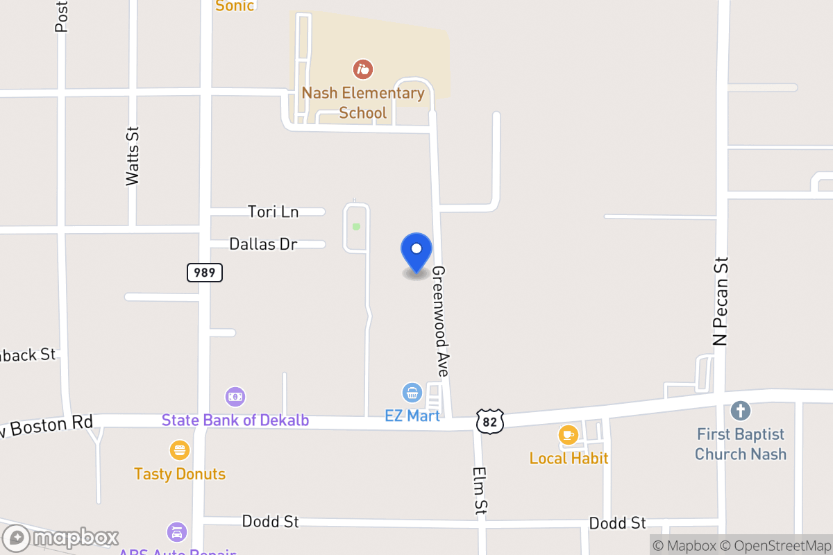 Map of 355 Greenwood Ave, Nash, Tx, Nash