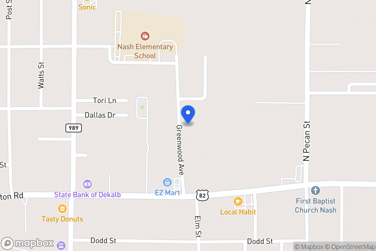 Map of 364 Greenwood Ave, Nash, Tx, Nash