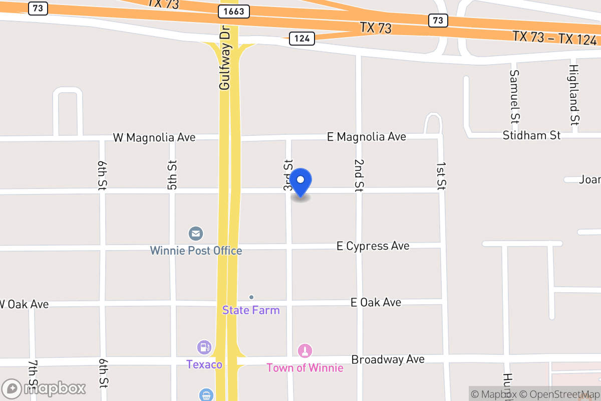 Map of 303 3rd St, Winnie          , Tx 77665, Winnie