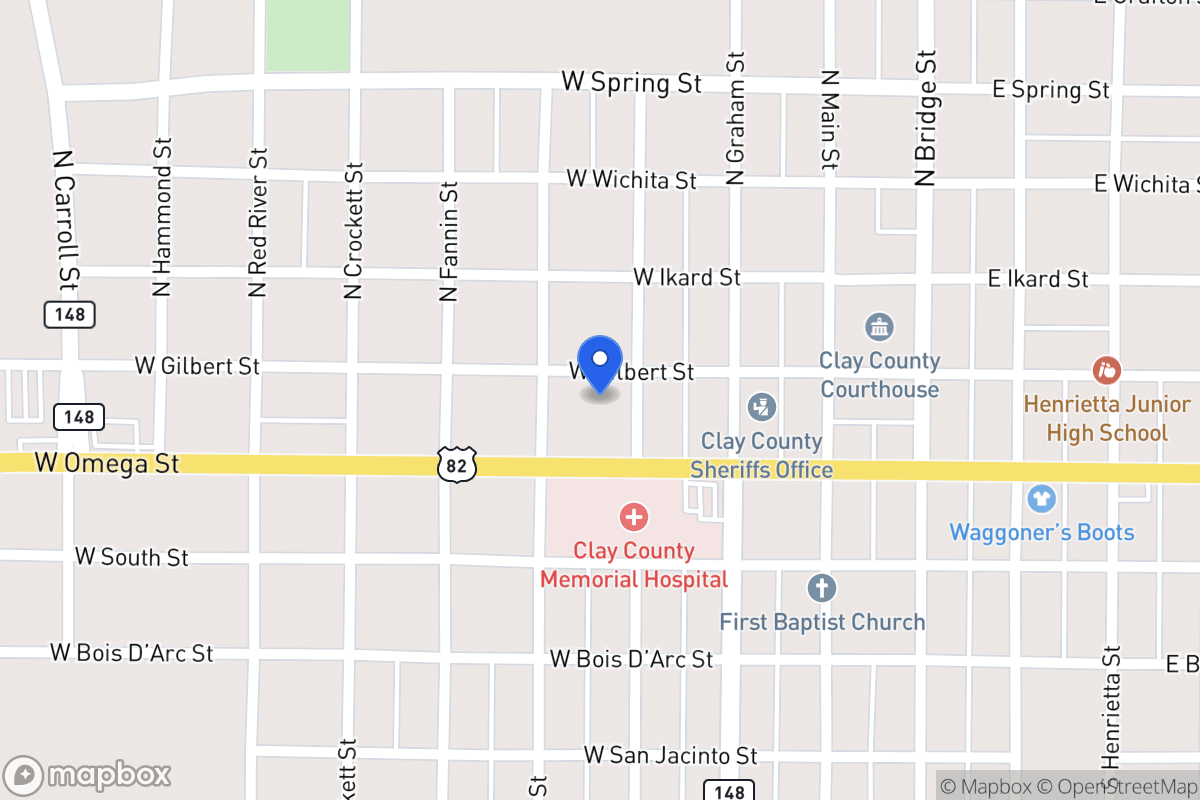 Map of 405 W Gilbert, Henrietta, Tx 76365, Henrietta