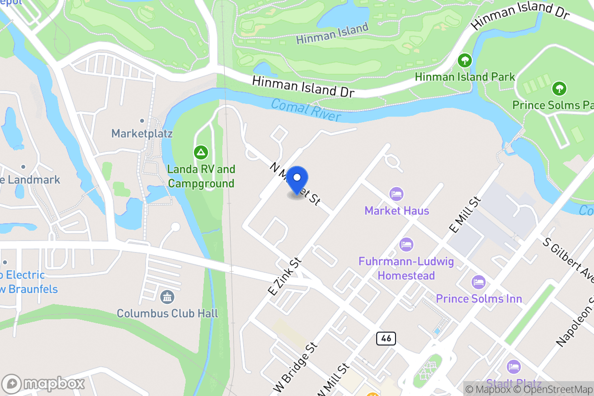 Map of 455 N Market Ave, New Braunfels, Tx 78130, New Braunfels