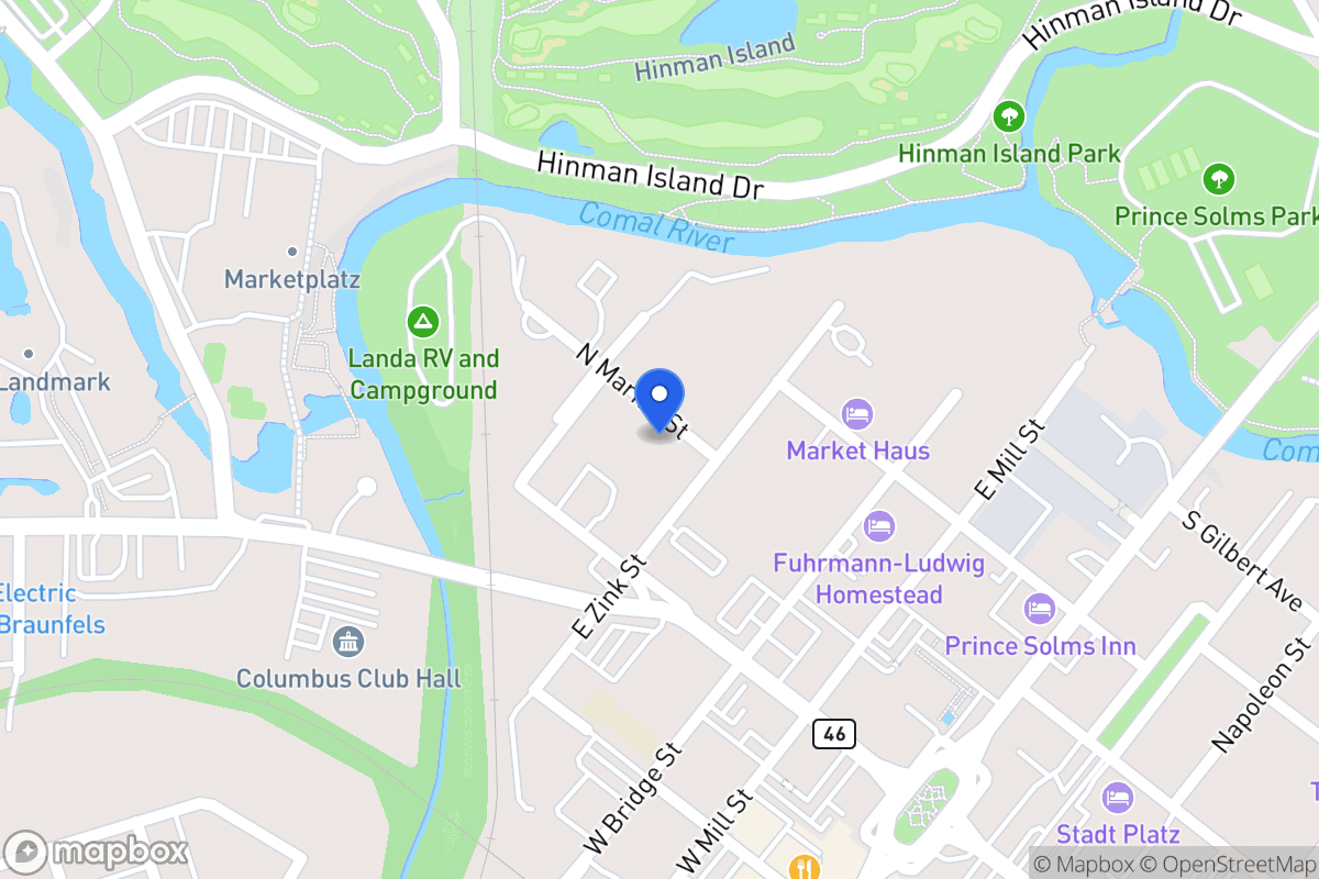 Map of 441 N Market Ave, New Braunfels, Tx 78130, New Braunfels