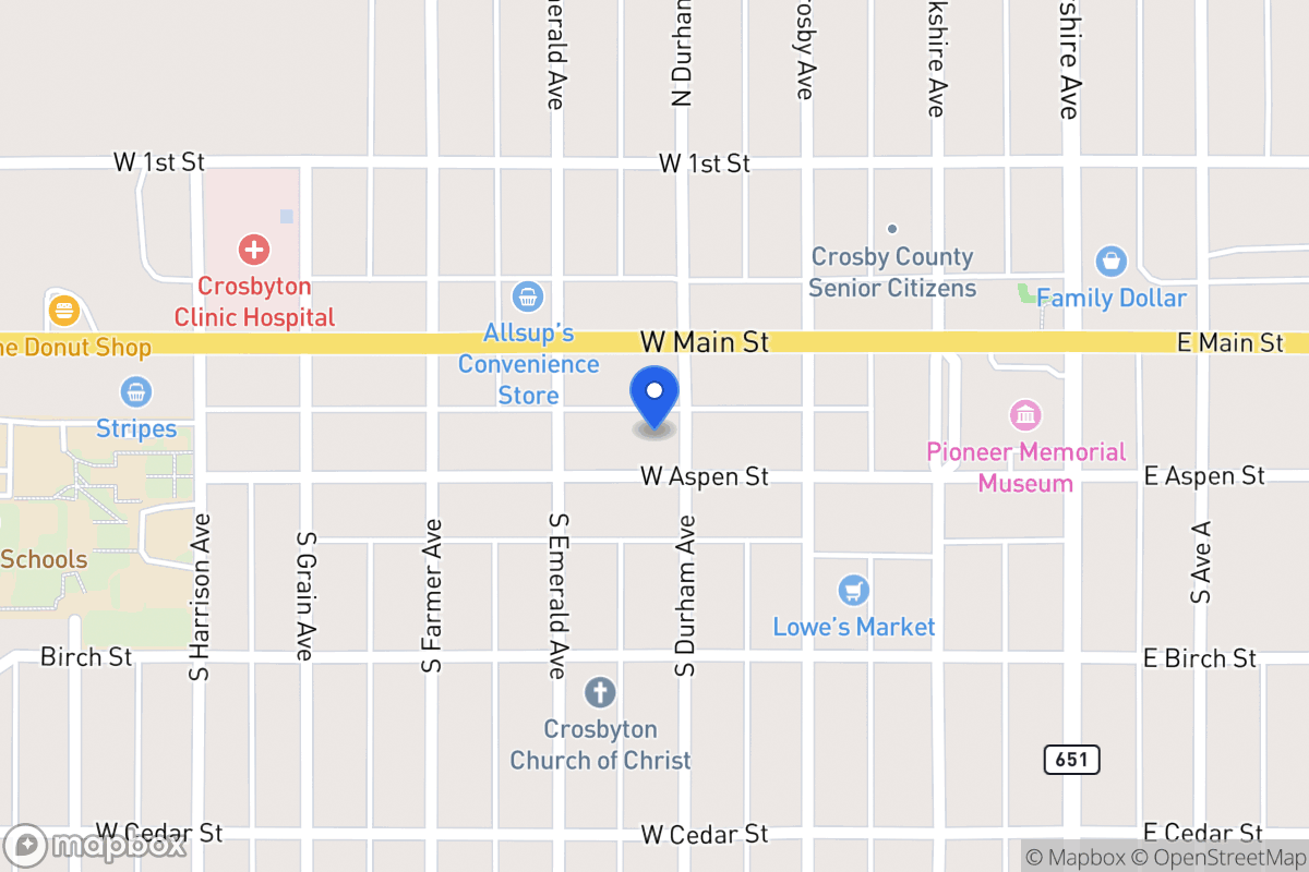 Map of 410 Aspen, Crosbyton, Tx, Crosbyton