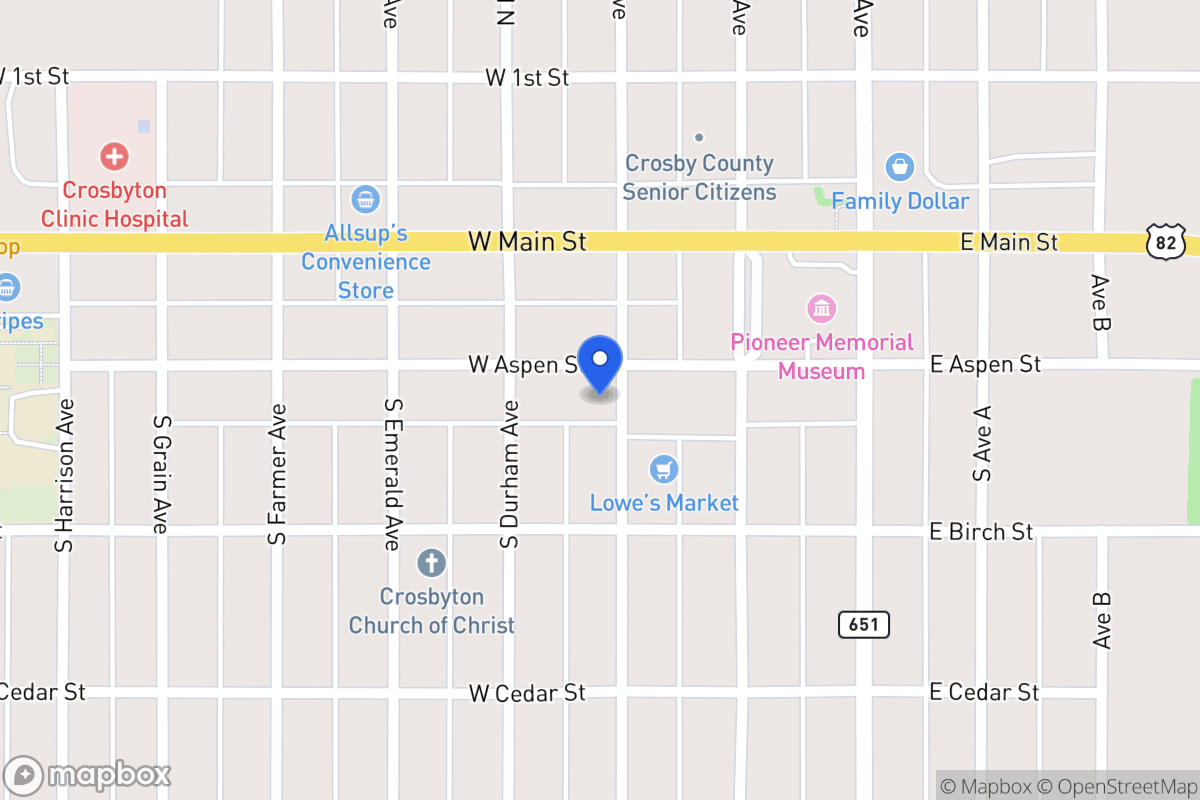 Map of 305 Aspen, Crosbyton, Tx, Crosbyton