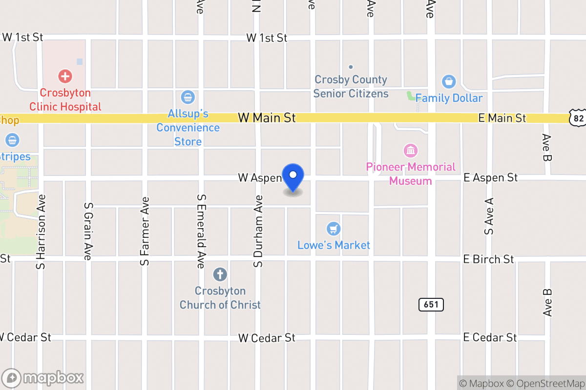 Map of 307 Aspen, Crosbyton, Tx, Crosbyton
