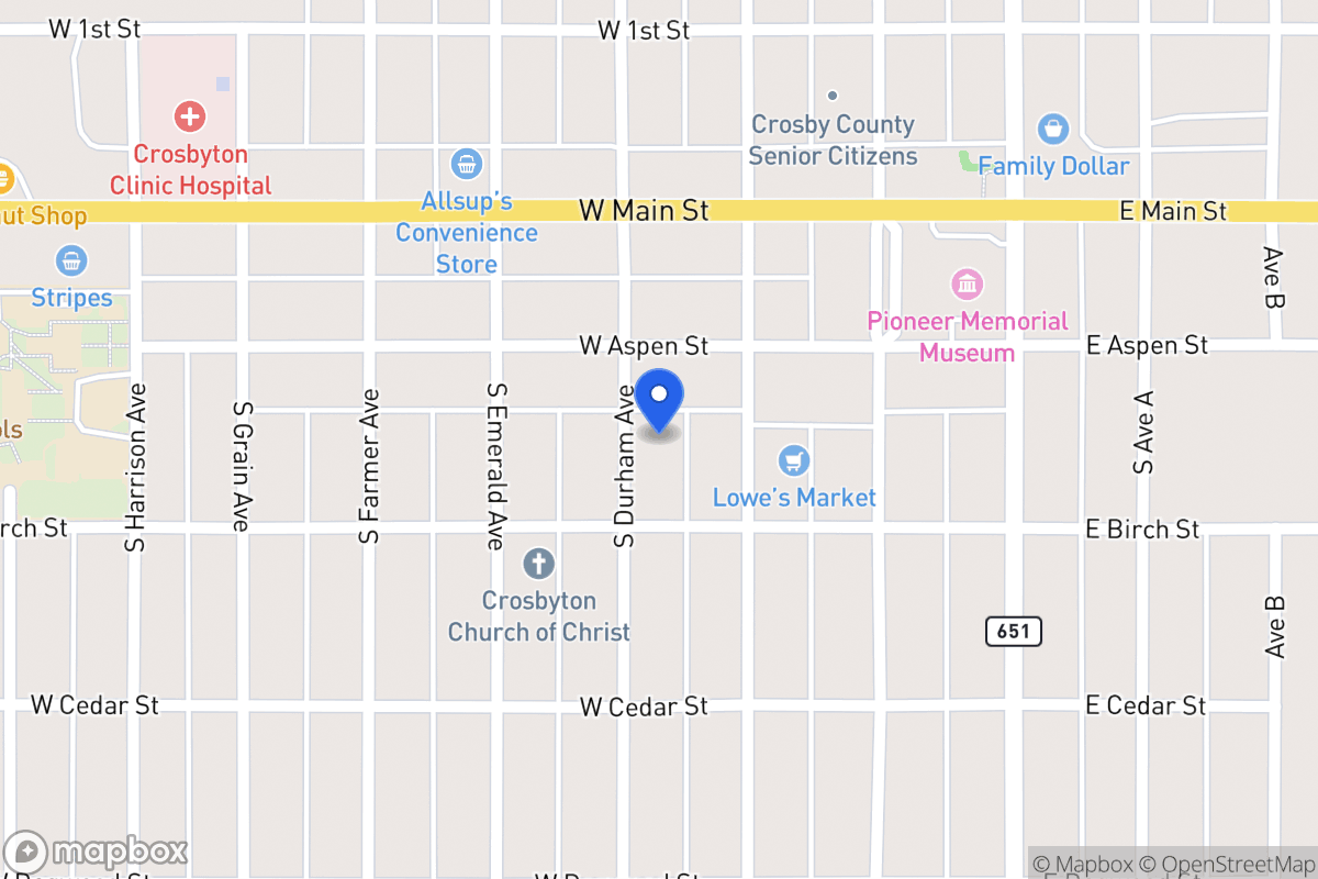 Map of 205 Durham, Crosbyton, Tx, Crosbyton