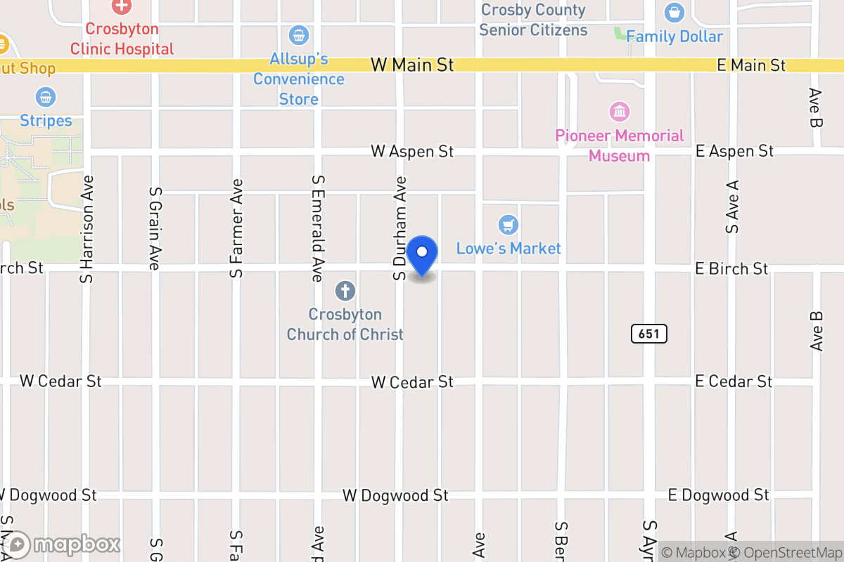 Map of 301 Durham, Crosbyton, Tx, Crosbyton