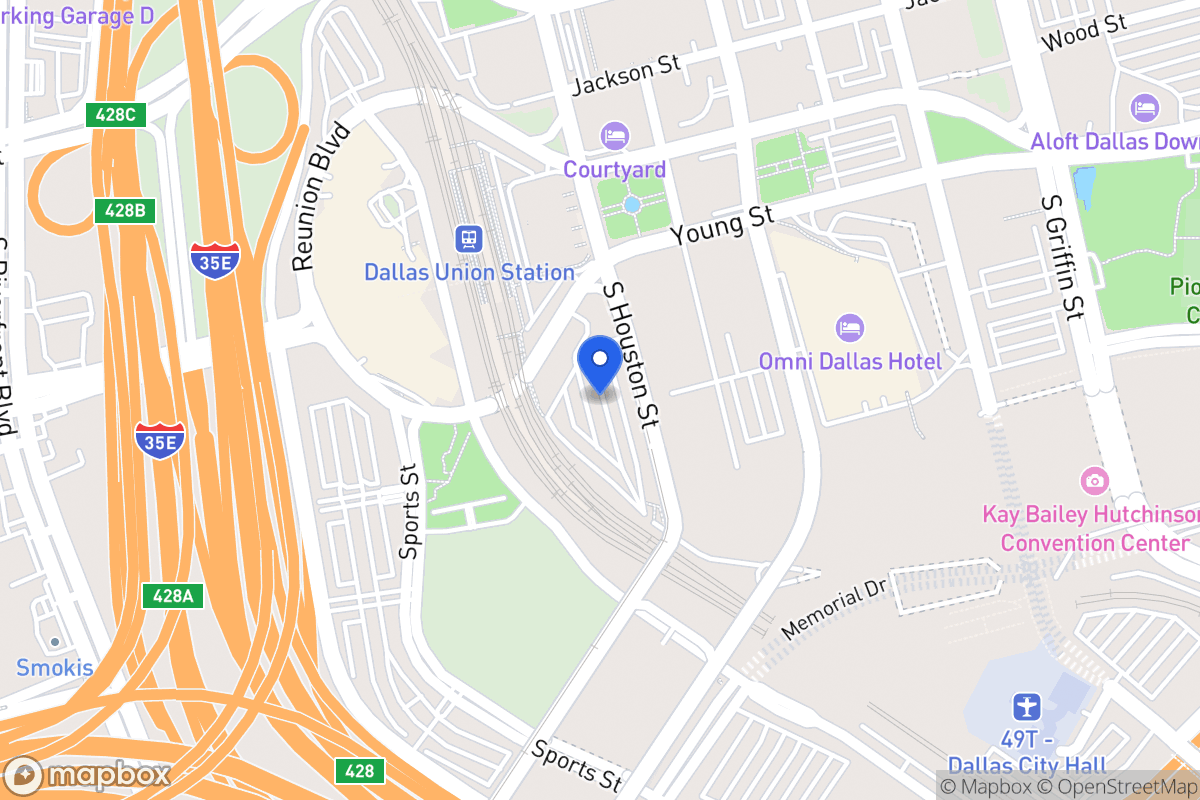 Map of 611 S Houston St