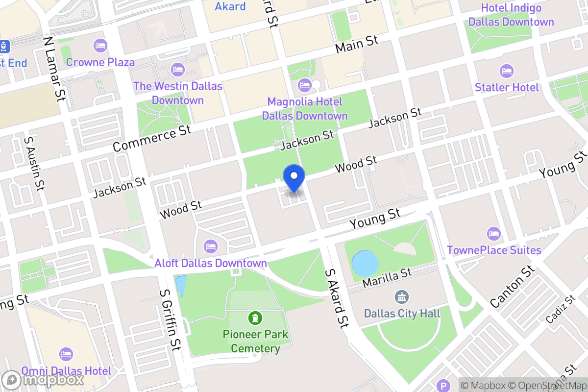 Map of 1 S Akard St
